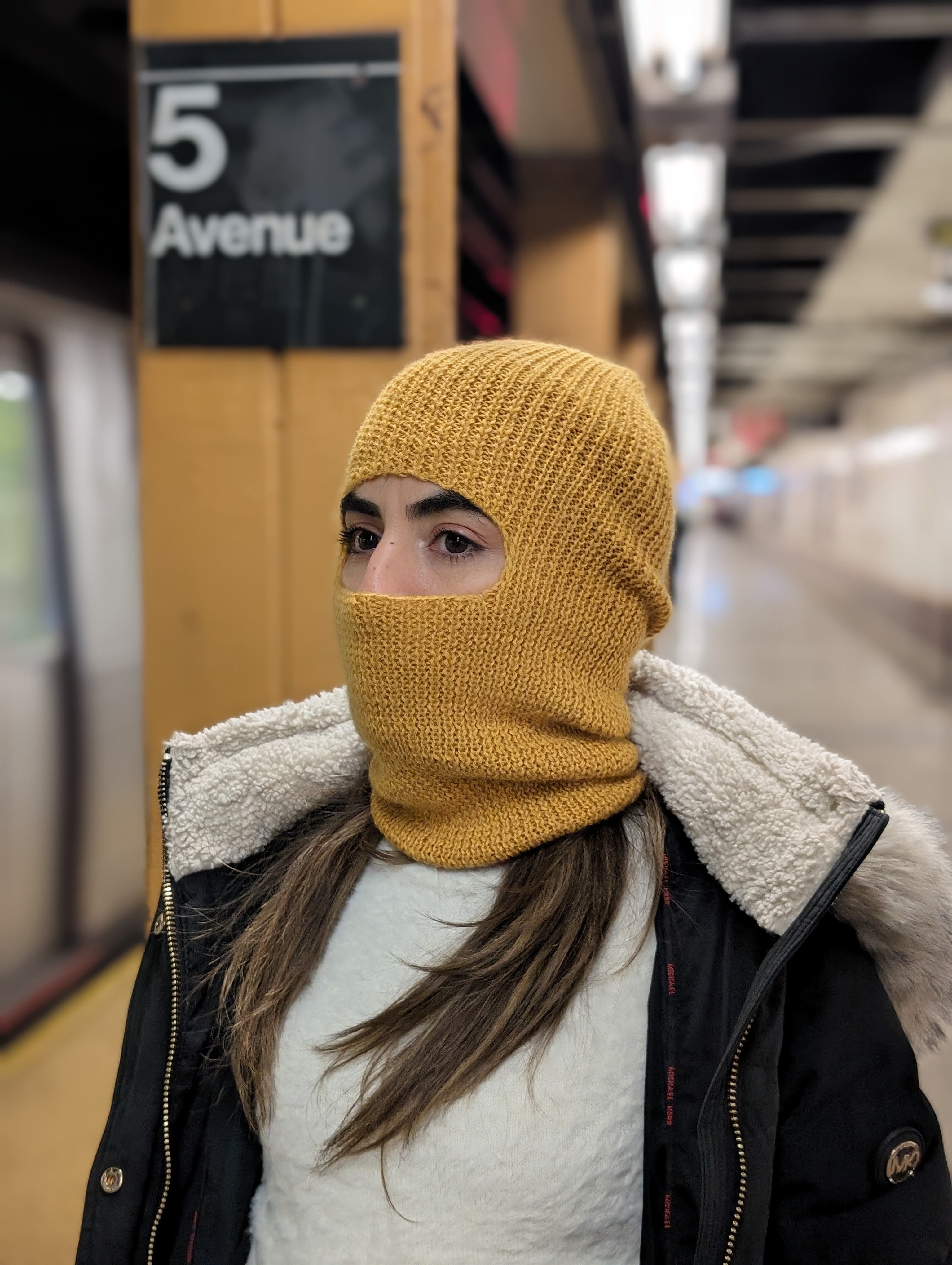 Hand-Knitted Alpaca Balaclava in Yellow