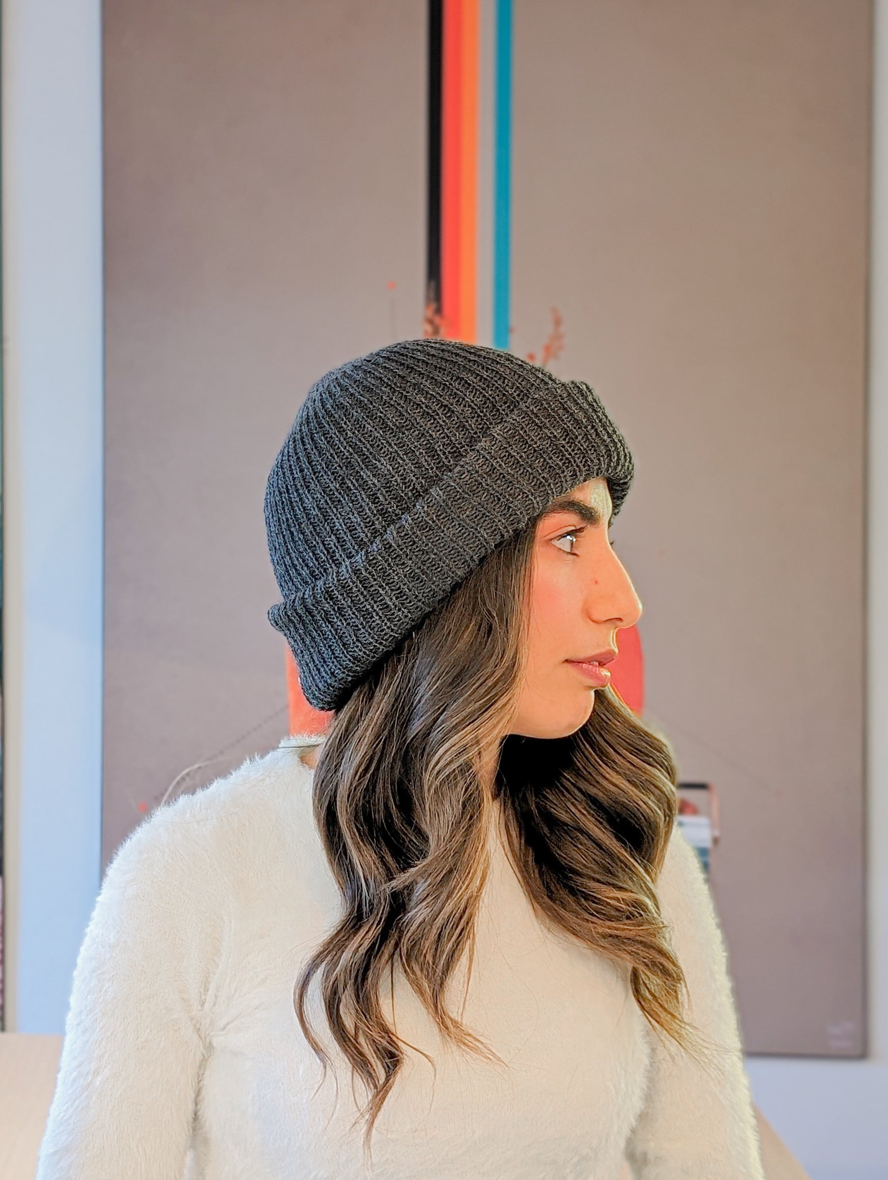 Handmade Baby Alpaca Shapka in Charcoal Gray