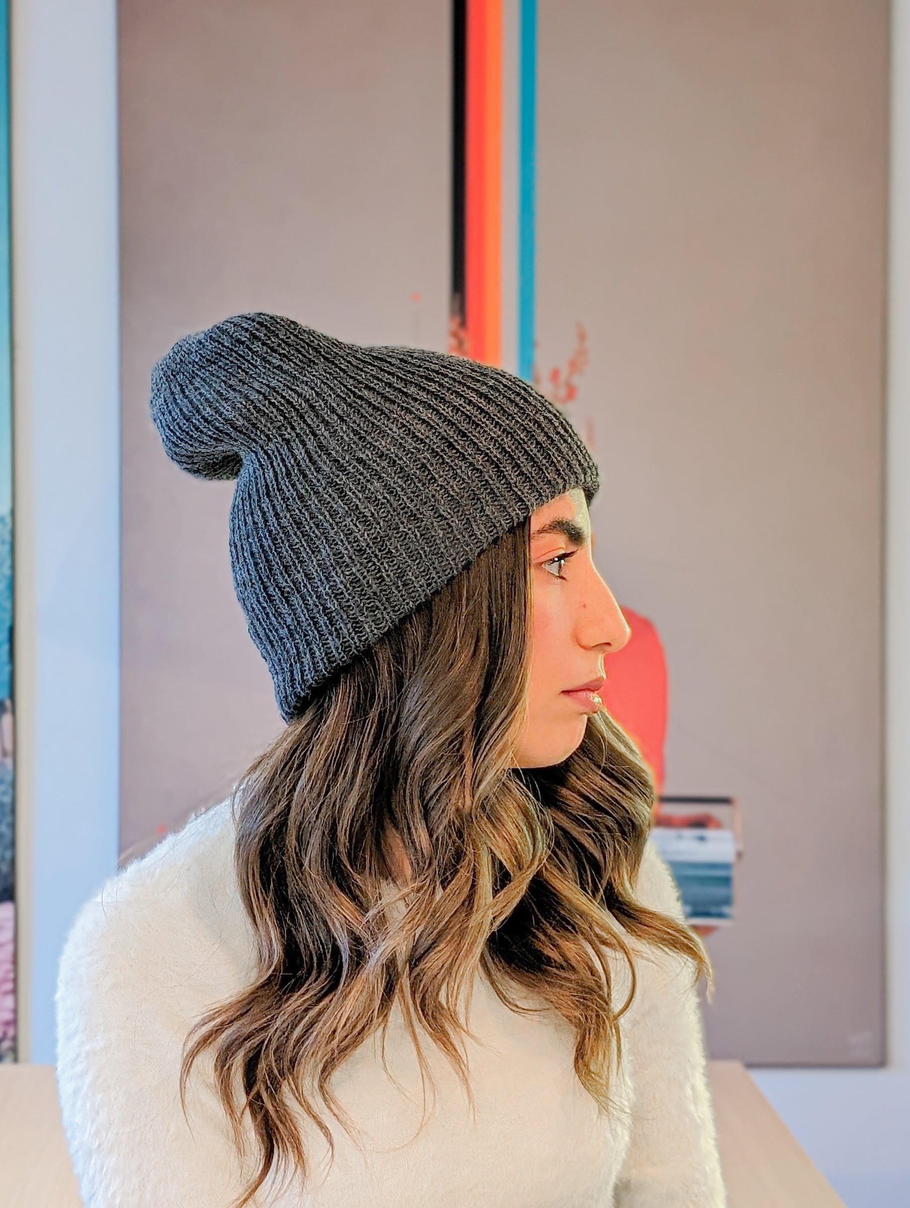 Handmade Baby Alpaca Shapka in Charcoal Gray