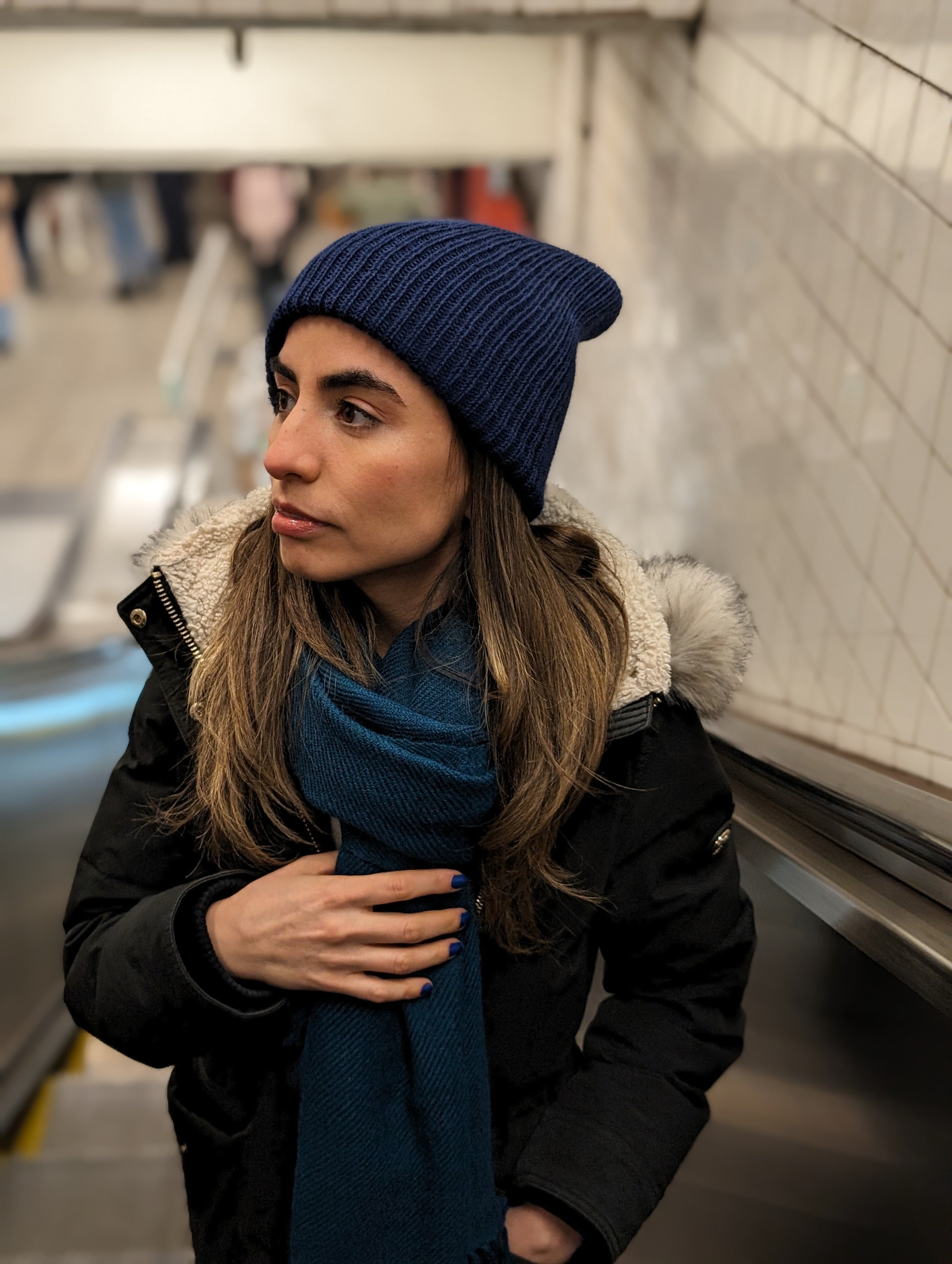 Baby Alpaca Wool Beanie Dark Blue Subway