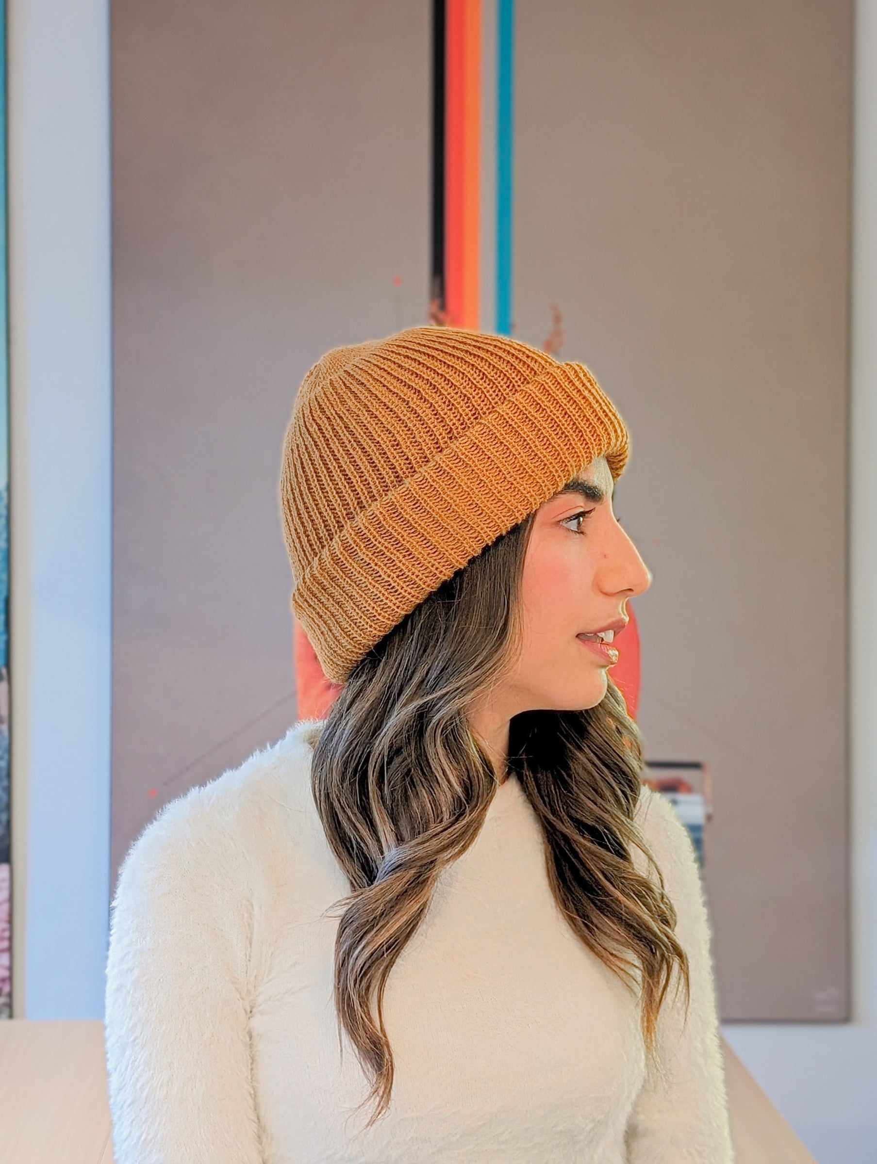 Handmade Baby Alpaca Beanie in Gold