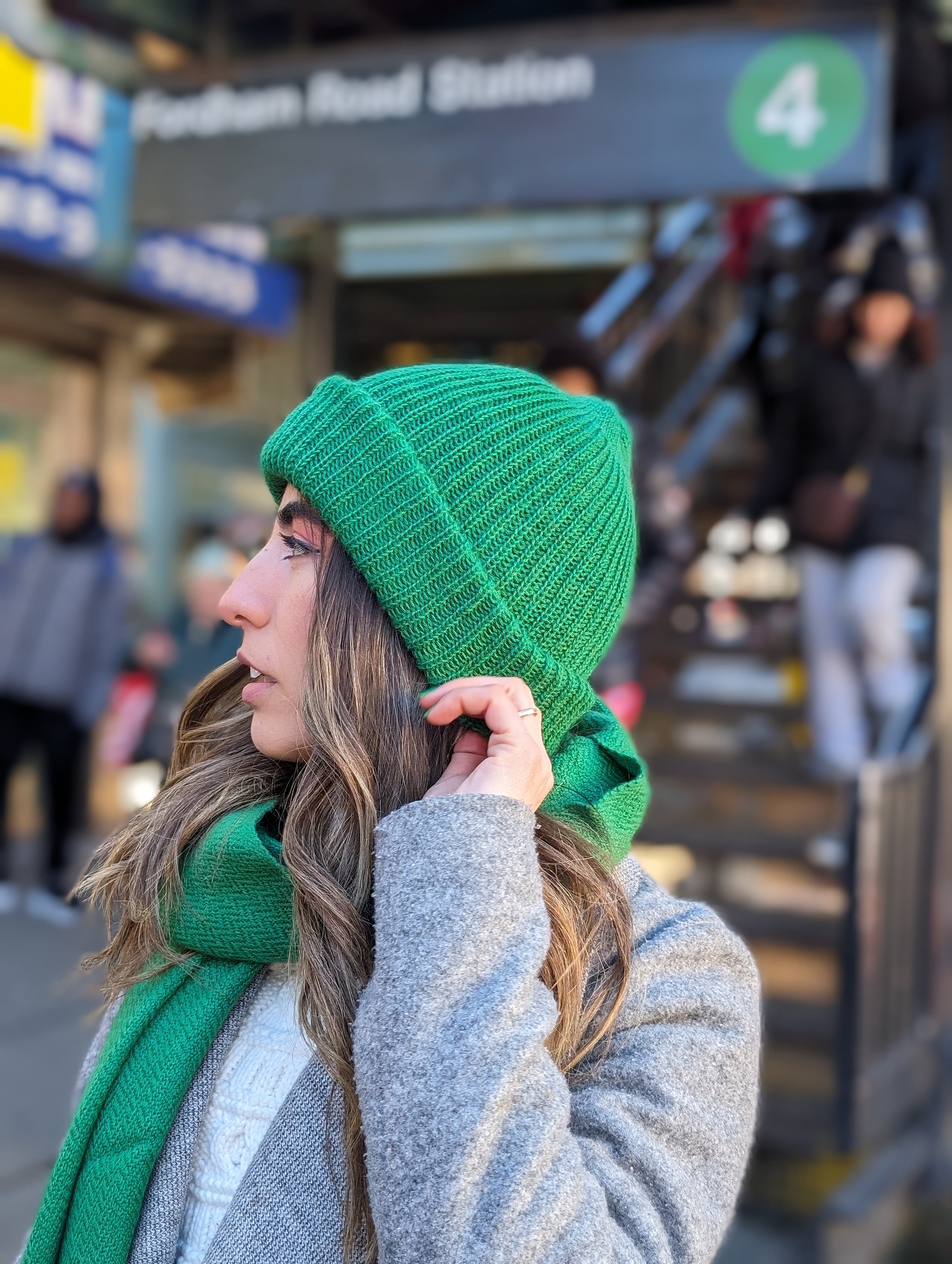 Handmade Baby Alpaca Shapka in Green
