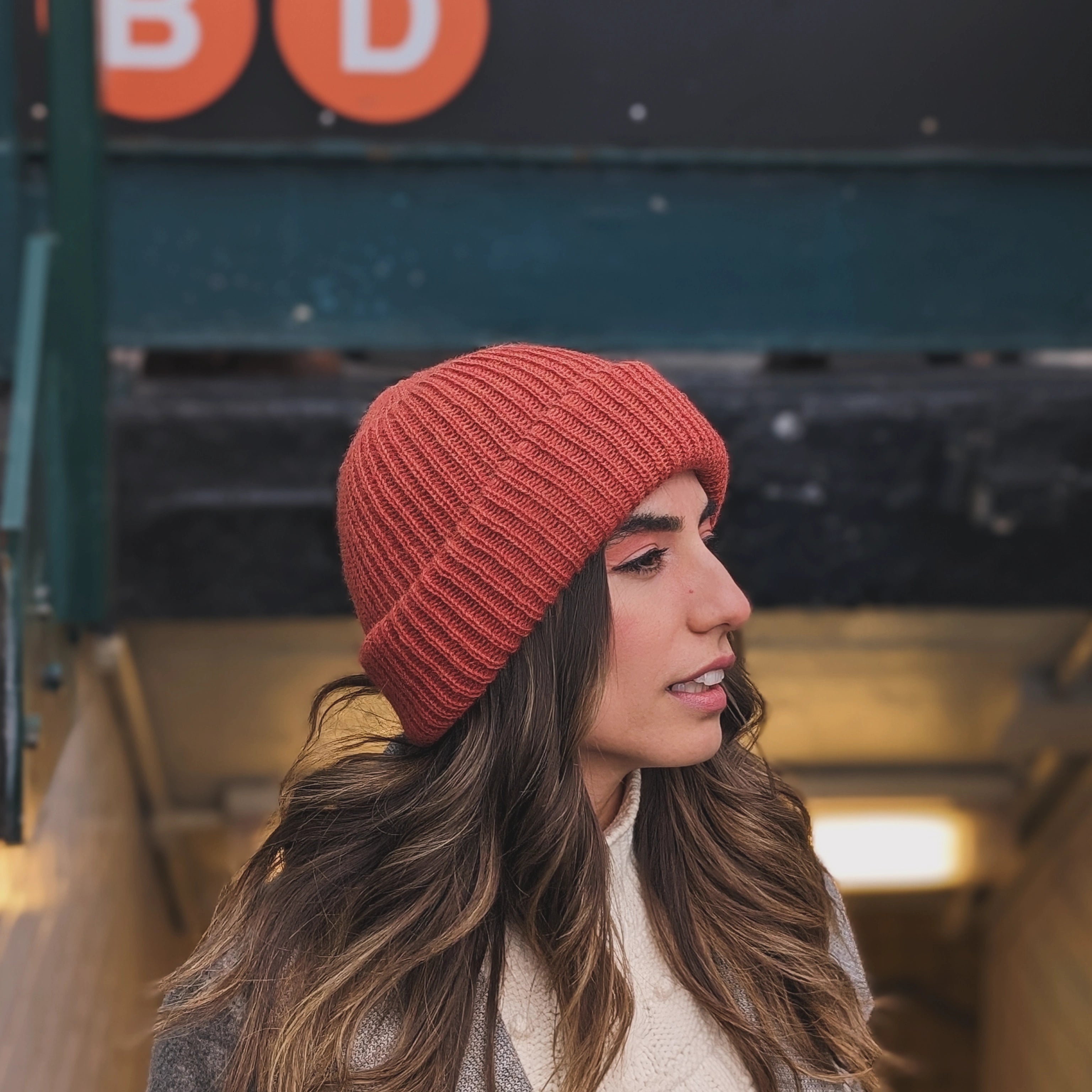 Baby Alpaca Wool Beanie Orange Tunnel