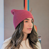 Baby Alpaca Wool Beanie Violet Long