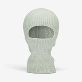 A hand-knit alpaca balaclava in Mint color, showing a front view with a hole for the eyes and mouth visible.