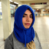 Hand-Knit Alpaca Open Face Balaclava in Blue