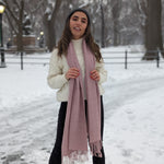 Eminé Stole - Handwoven Alpaca Stole in Andes Pink