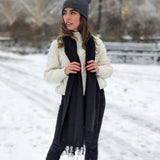 Eminé Stole - Handwoven Alpaca Stole in Andes Black