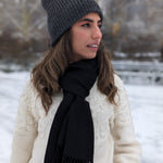 Eminé Stole - Handwoven Alpaca Stole in Andes Black