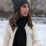 Eminé Stole - Handwoven Alpaca Stole in Andes Black