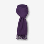 A handwoven alpaca stole in Andes Purple, displayed on a plain background.