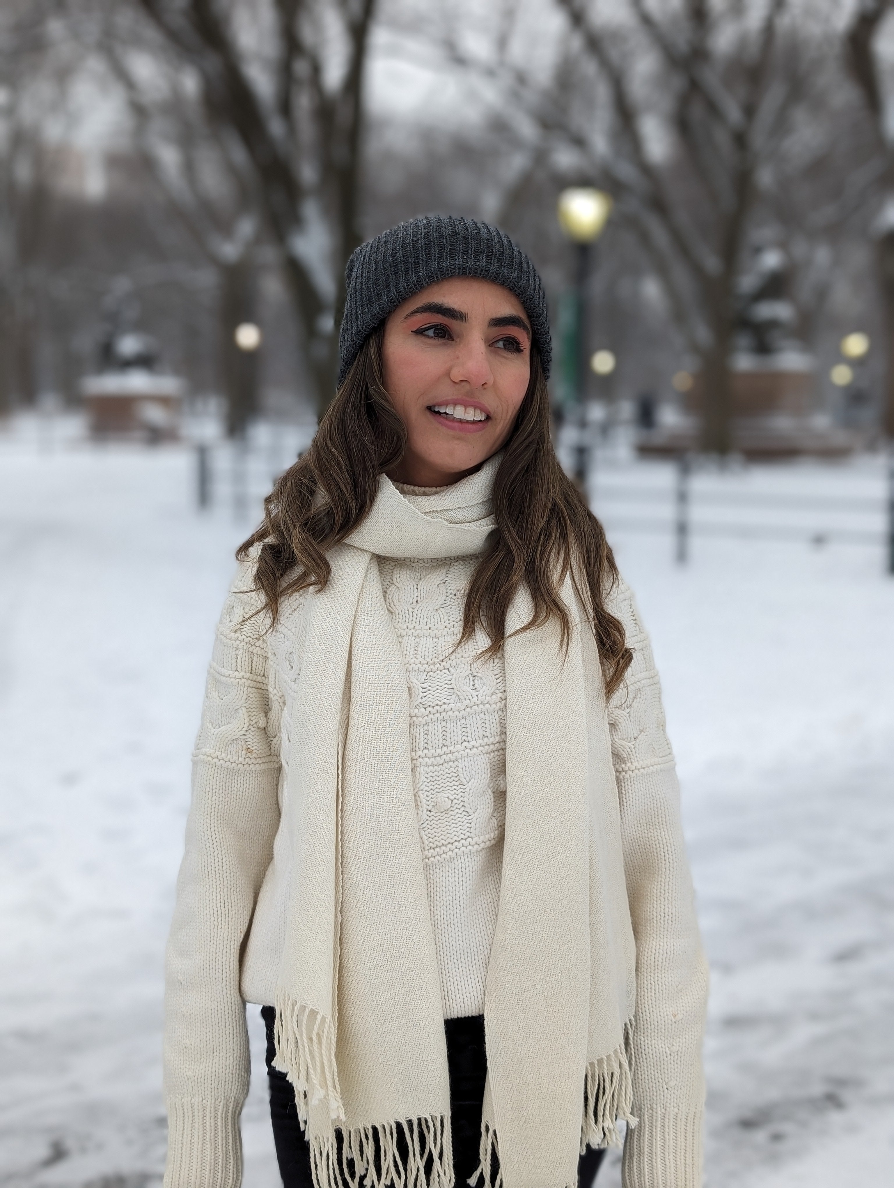 Eminé Stole - Handwoven Alpaca Stole in Andes White