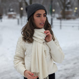 Eminé Stole - Handwoven Alpaca Stole in Andes White