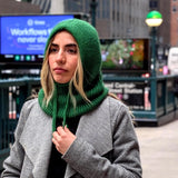 Hand-Knit Alpaca Open Face Balaclava in Green