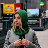 Hand-Knit Alpaca Open Face Balaclava in Green