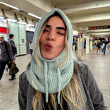 Hand-Knit Alpaca Open Face Balaclava in Lime