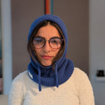 Open Face Balaclava in Blue Front