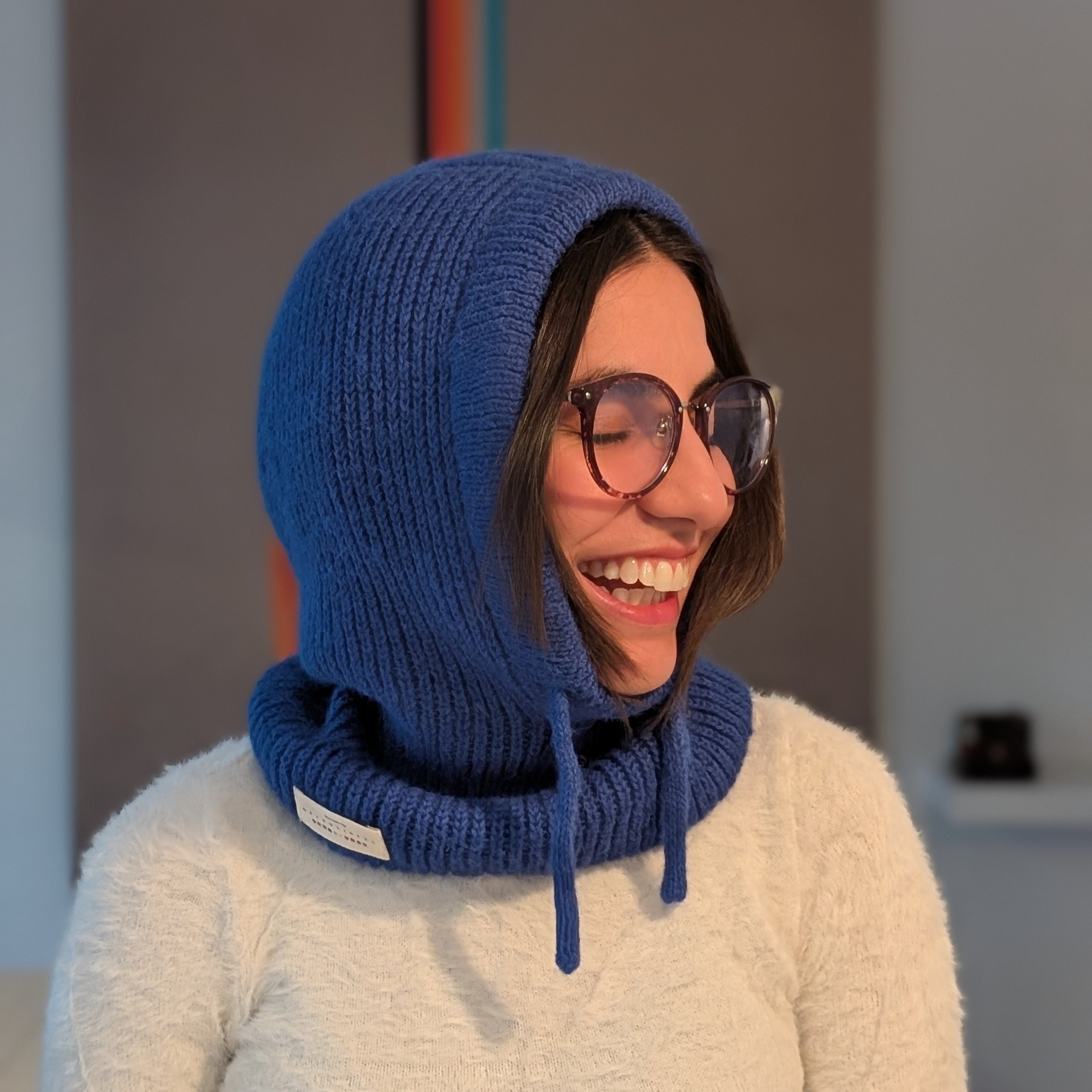 Open Face Balaclava in Blue Laugh