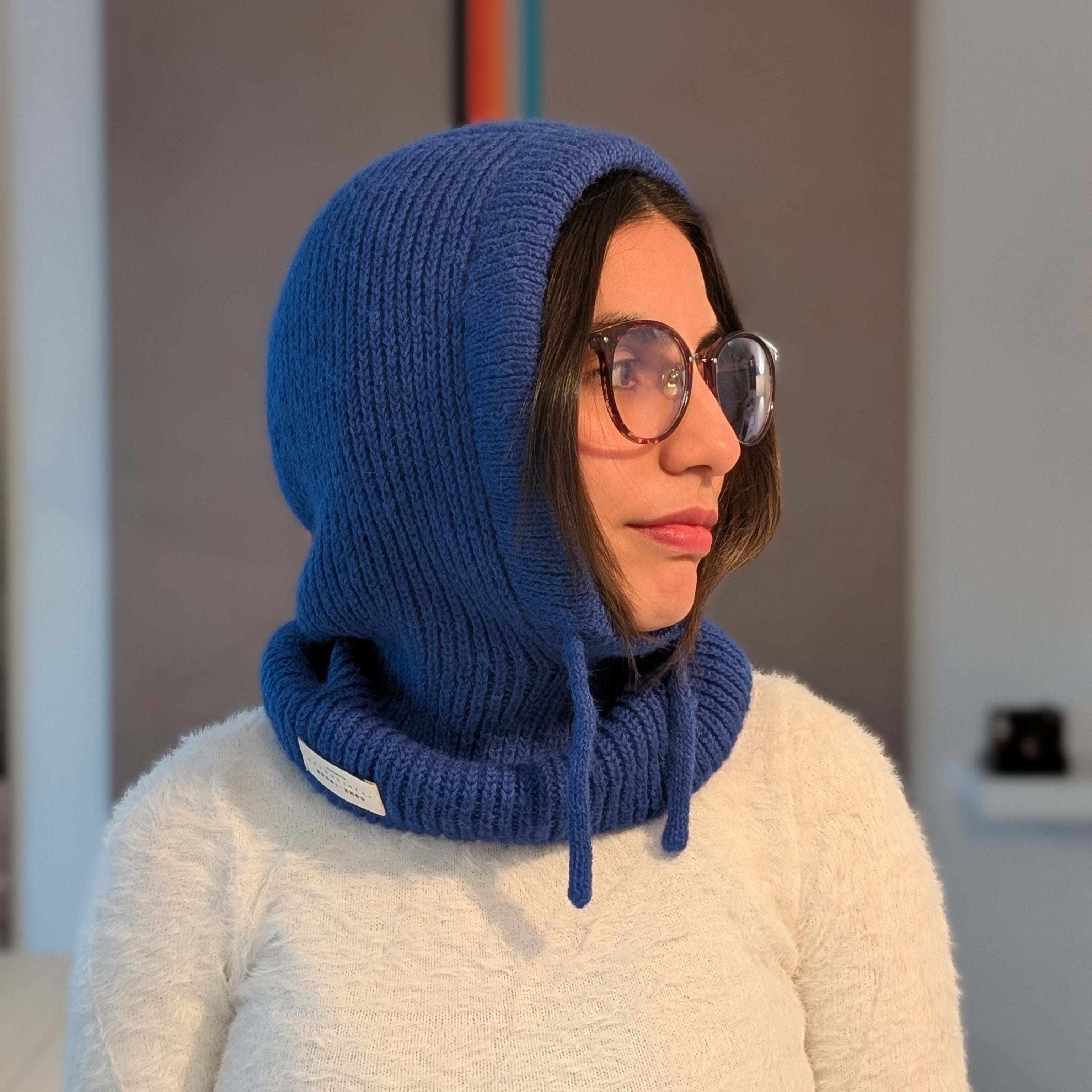 Open Face Balaclava in Blue Side