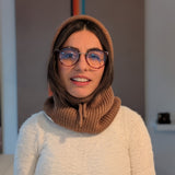 Open Face Balaclava in Brown Front