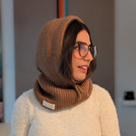 Open Face Balaclava in Brown Side Logo