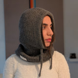 Open Face Balaclava in Dark Gray Logo Side