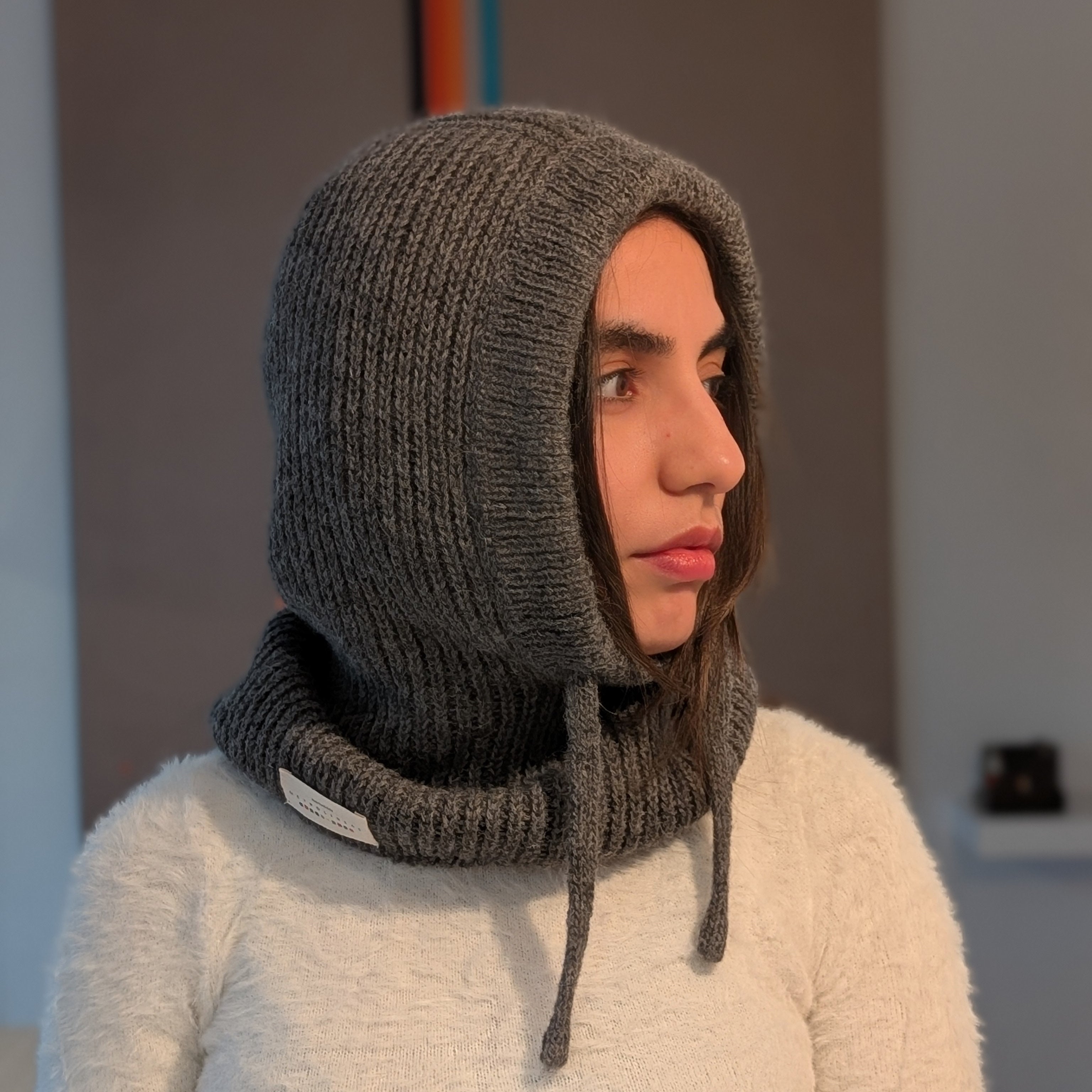 Open Face Balaclava in Dark Gray Logo Side
