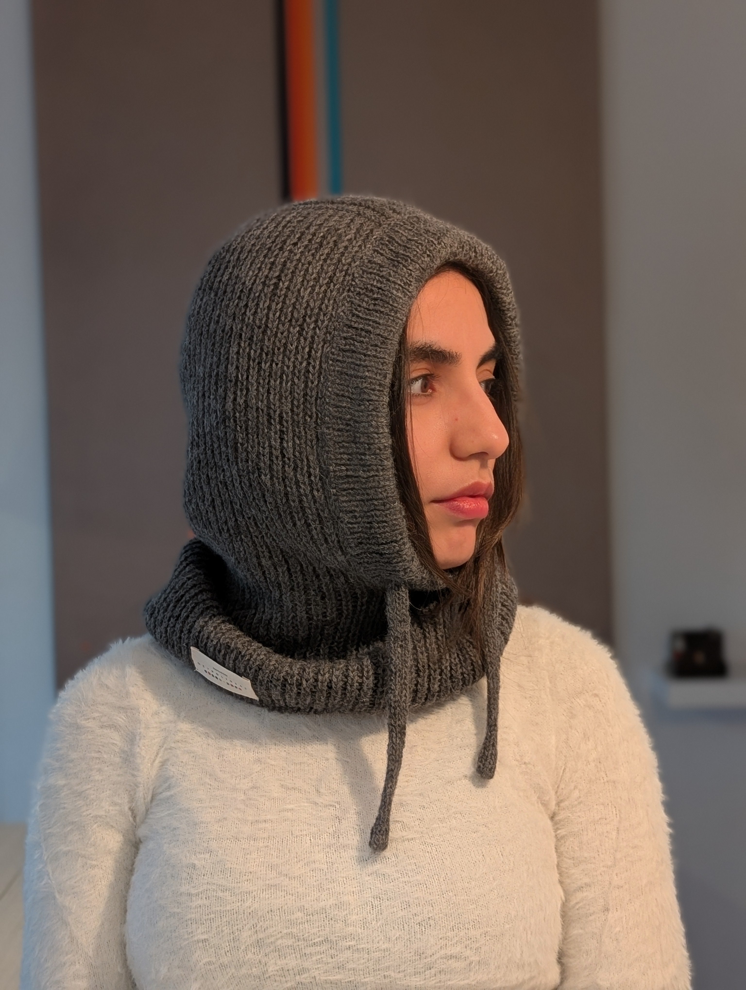 Open Face Balaclava in Dark Gray Logo Side