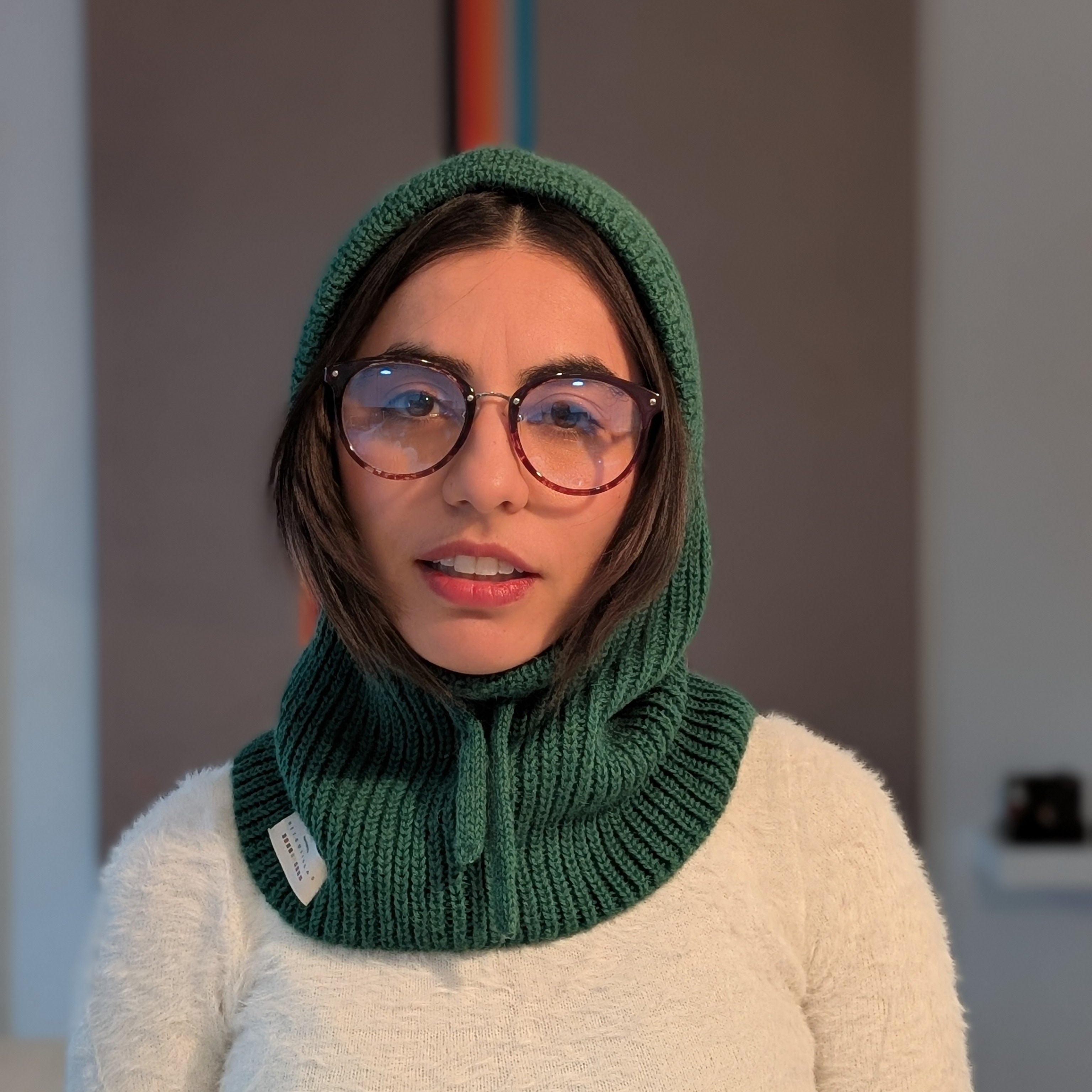 Open Face Balaclava in Green Front
