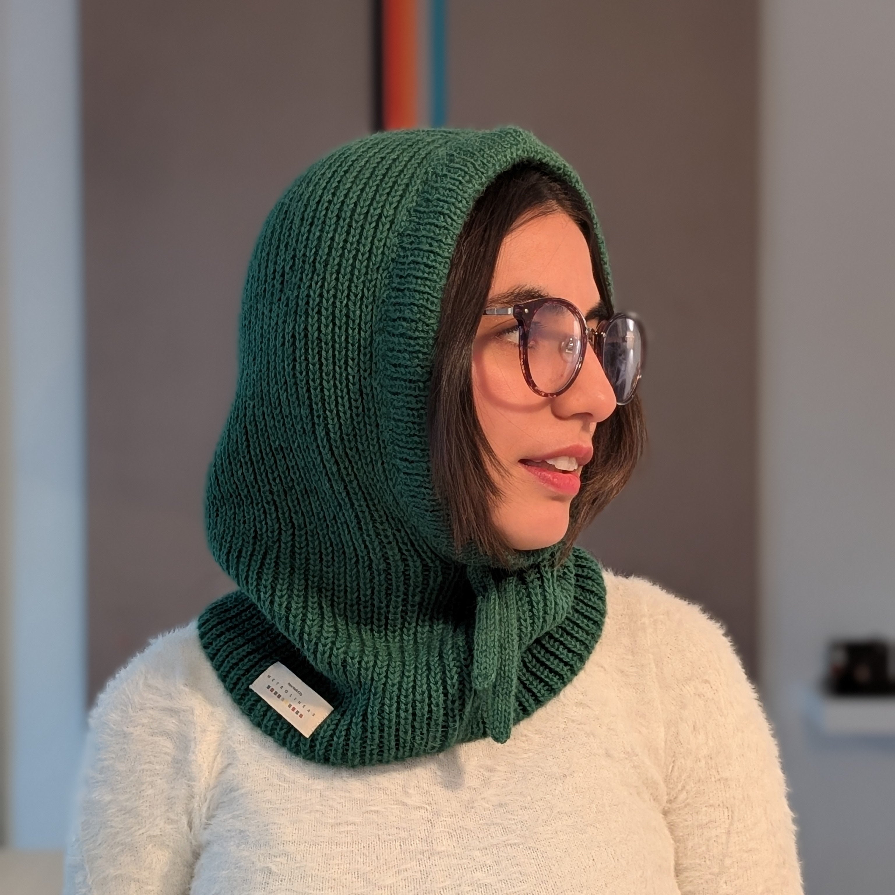 Open Face Balaclava in Green Side Logo