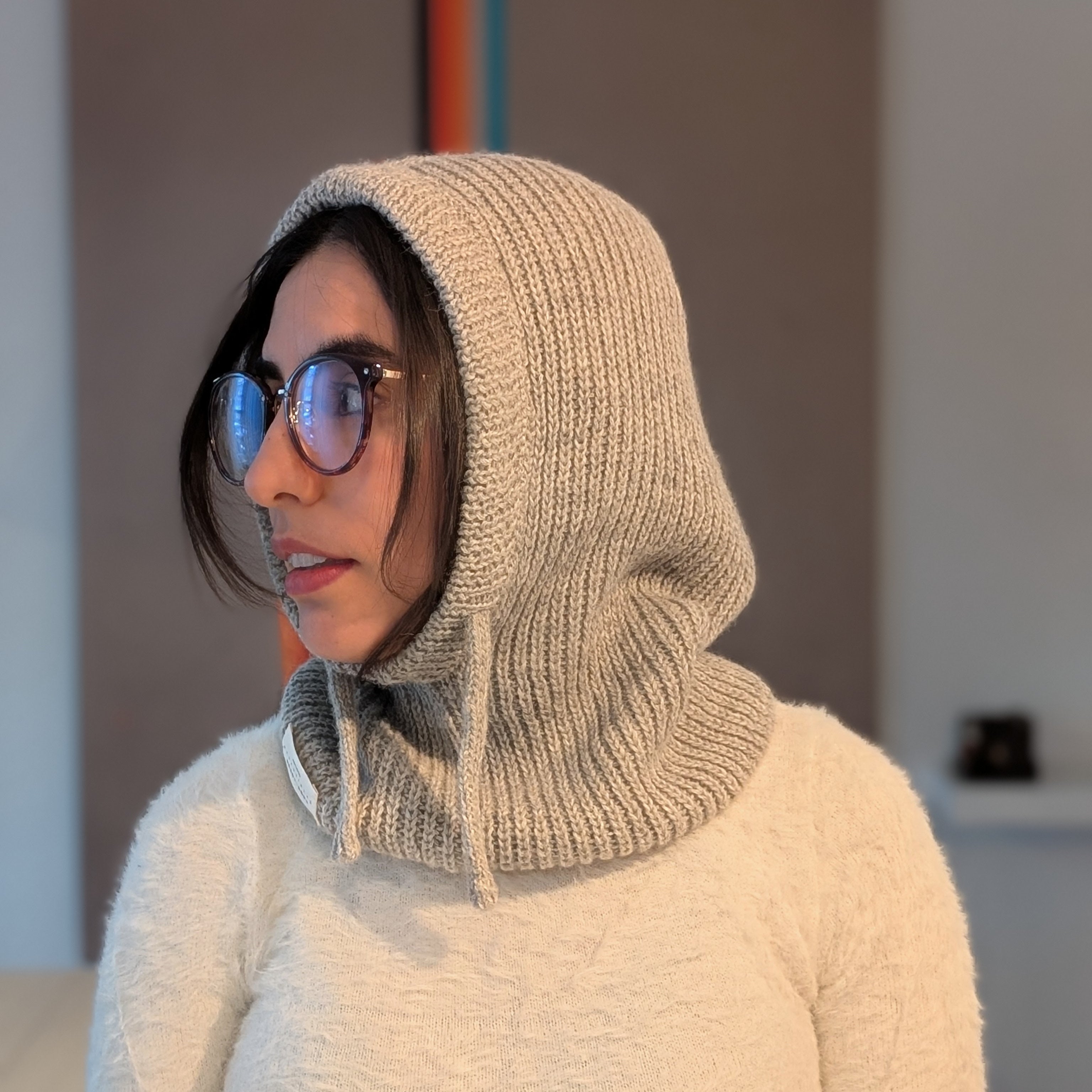 Open Face Balaclava in Light Gray Side