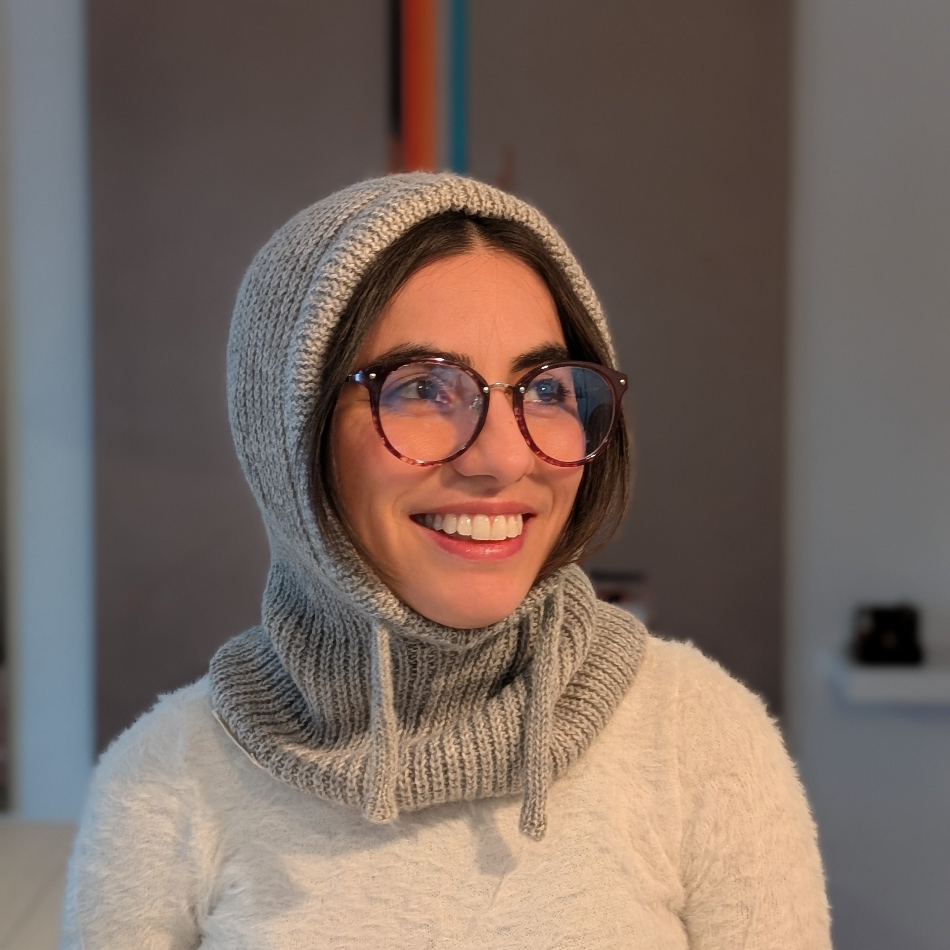 Open Face Balaclava in Light Gray Smile