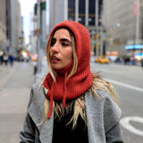 Hand-Knit Alpaca Open Face Balaclava in Orange