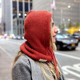 Hand-Knit Alpaca Open Face Balaclava in Orange
