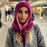 Hand-Knit Alpaca Open Face Balaclava in Purple