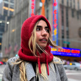 Hand-Knit Alpaca Open Face Balaclava in Red