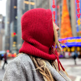 Hand-Knit Alpaca Open Face Balaclava in Red