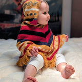 Hand-Knit Alpaca Baby Poncho Sunset Tones