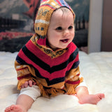 Hand-Knit Alpaca Baby Poncho Sunset Tones