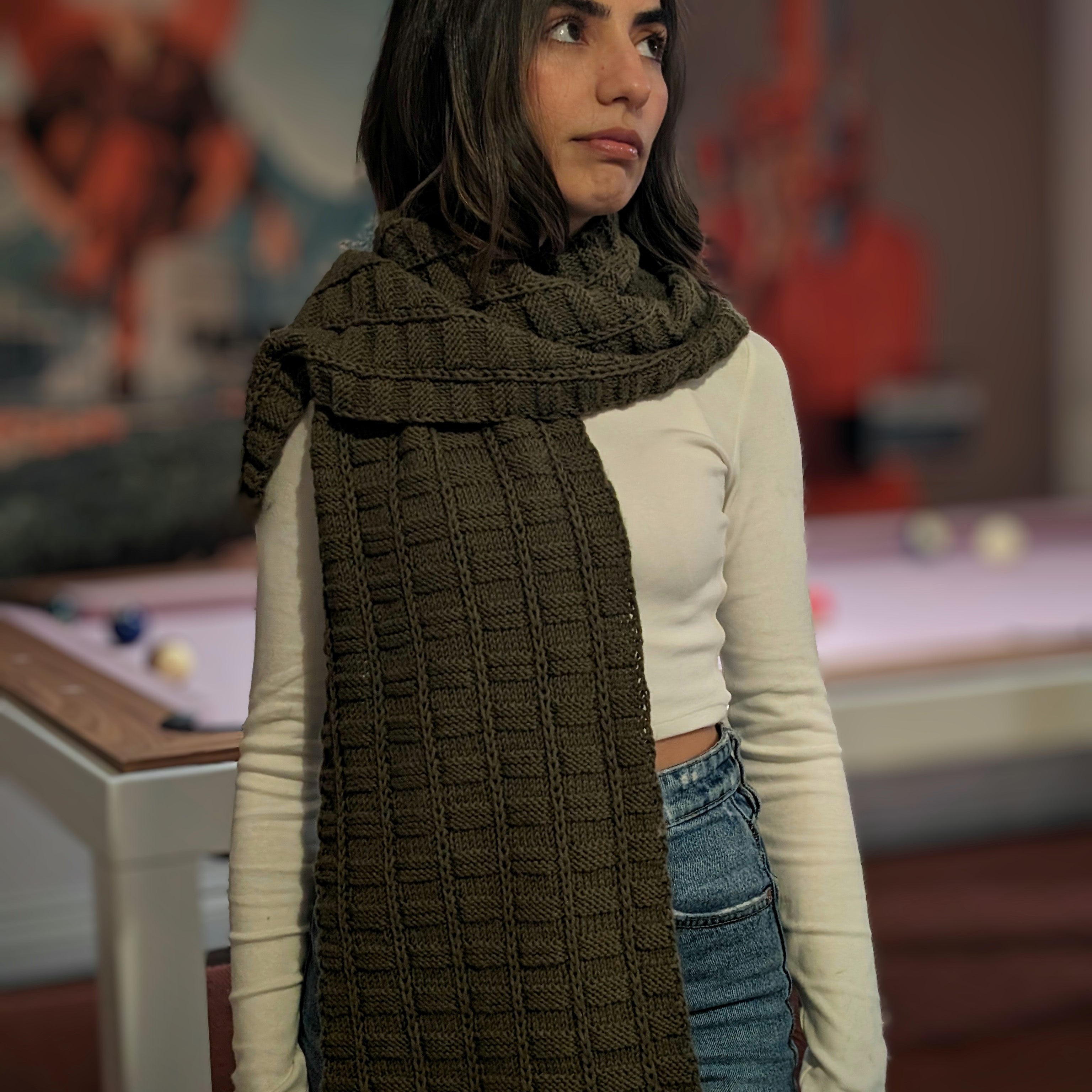 Hand-Knit Alpaca Andes Scarf